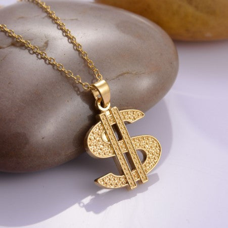 18K Gold Long US Dollar Pendant Necklace